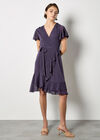 Sparkle Wrap Ruffle Mini Dress, Purple, large