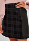 Plaid Ponti Leather Look Panelled Skirt, Pink, large