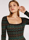 Robe midi moulante en tricot à chevrons, vert, grand