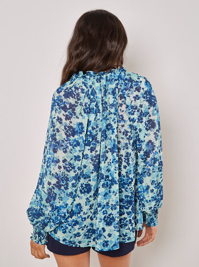 Blurred Floral Chiffon Blouse