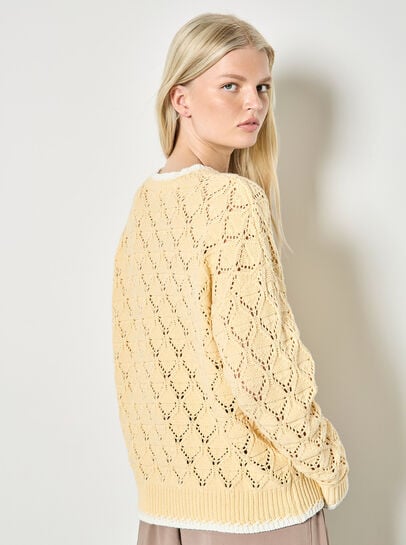 Pointelle Knit Blanket Stitch Jumper