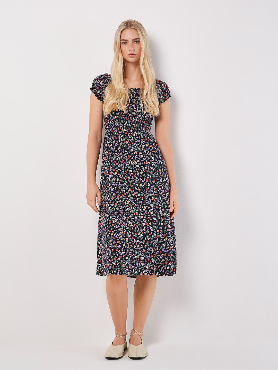 Garden Floral Milkmaid Midi Dress