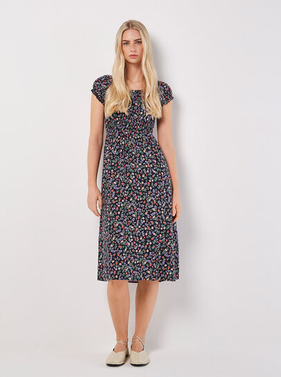 Garden Floral Milkmaid Midi Dress