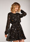 Constellation Print Mini Dress, Black, large