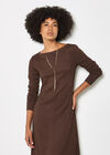 Textured Jersey Midi Dress, Brown, large