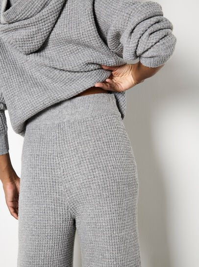 Waffle Knit Wide Leg Trousers