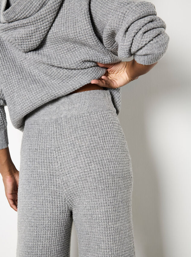 Waffle Knit Wide Leg Trousers, Grey, large