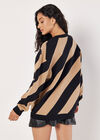 Diagonal Stripe Knitted Jumper, Black, large