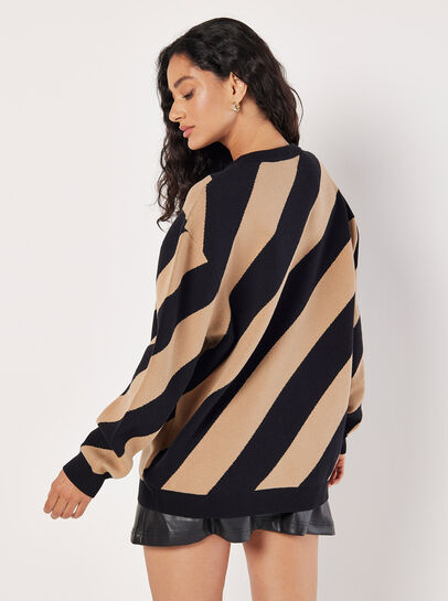 Diagonal Stripe Knitted Jumper
