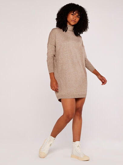 Roll Neck Knit Jumper Dress