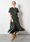 Sarasa Floral Shirt Midi Dress, Green, large