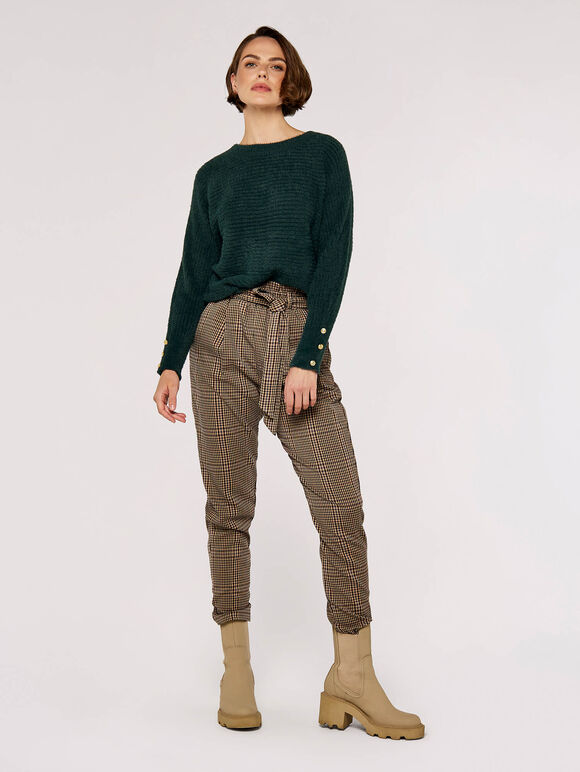 Fluffy Ribbed Jumper, Green, large