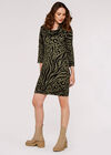 Zebra Leopard Cocoon Mini Dress, Khaki, large