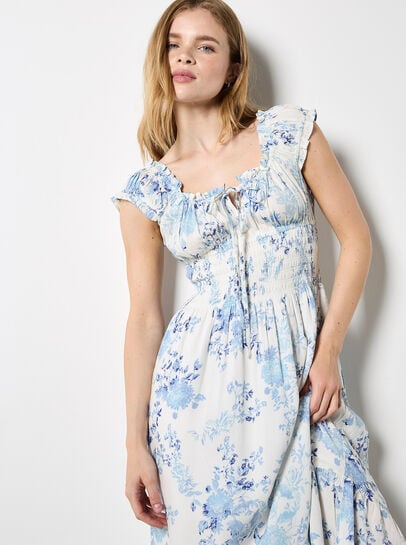 Floral Smocked Midi Dress