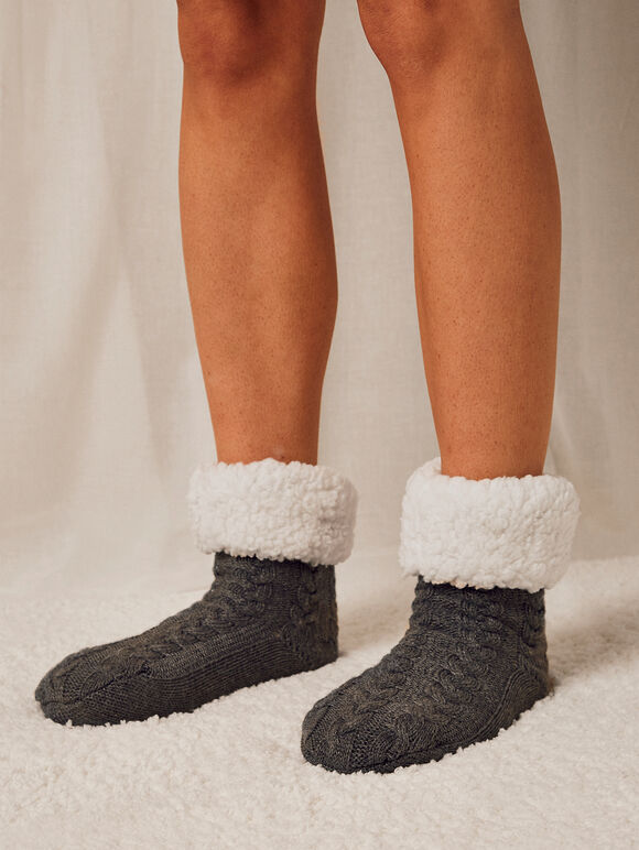 Slipper Sock, Light Grey / Silver, large