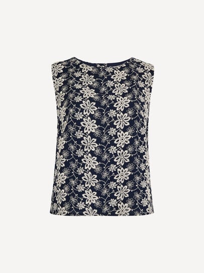 Floral Embroidered Shell Top