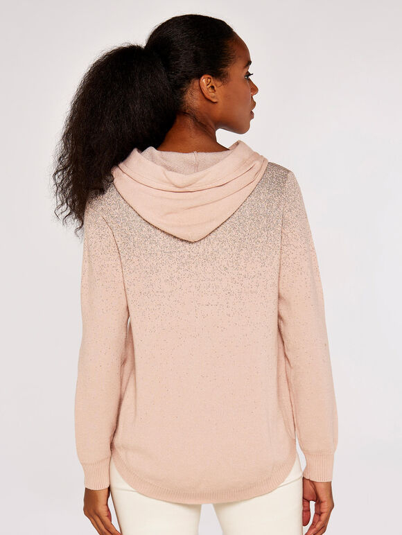 Graduating Lurex Kitted Hoodie, Pink, large