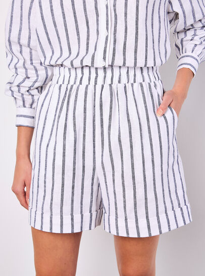Linen Blend Stripe Shorts