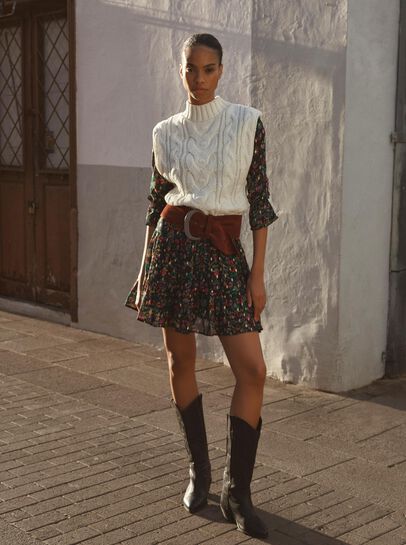 Gold Foil Paisley Mini Dress