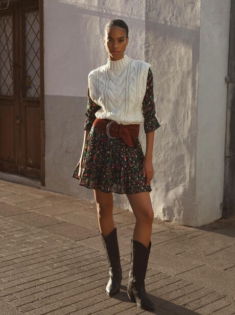Gold Foil Ornate Floral Mini Dress