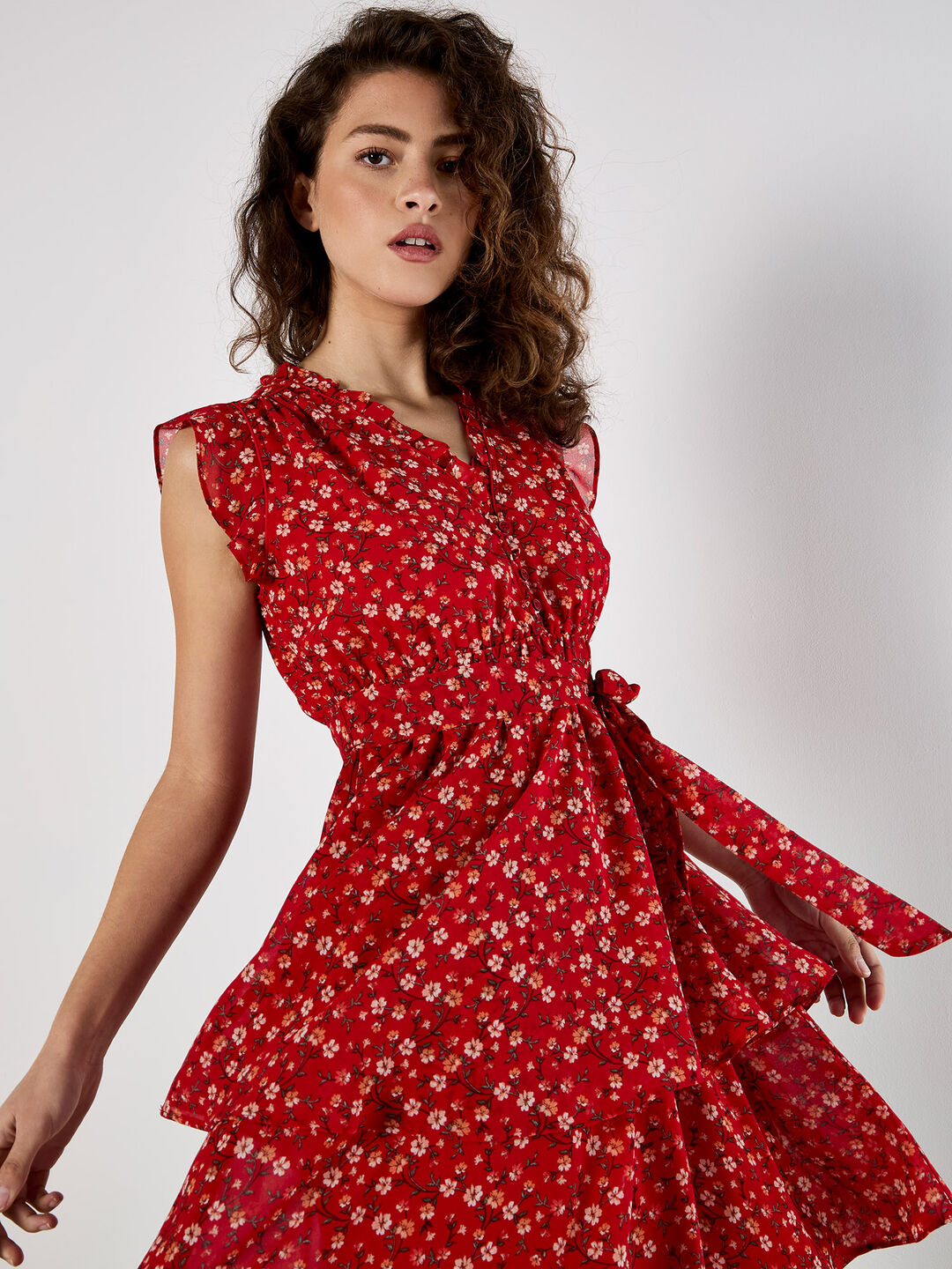 Ditsy Floral Chiffon Mini Dress