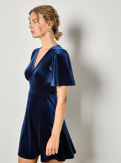 Empire Waist Velvet Mini Dress