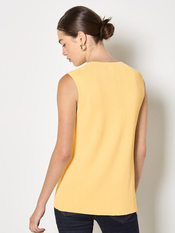Ribbed Knit Waistcoat, Yellow, large