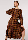 Textured Check Midi Dress, Mustard, large