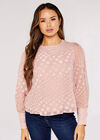 Jacquard Dot Chiffon Blouse, Pink, large