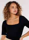 Square Neck Top, Black, large