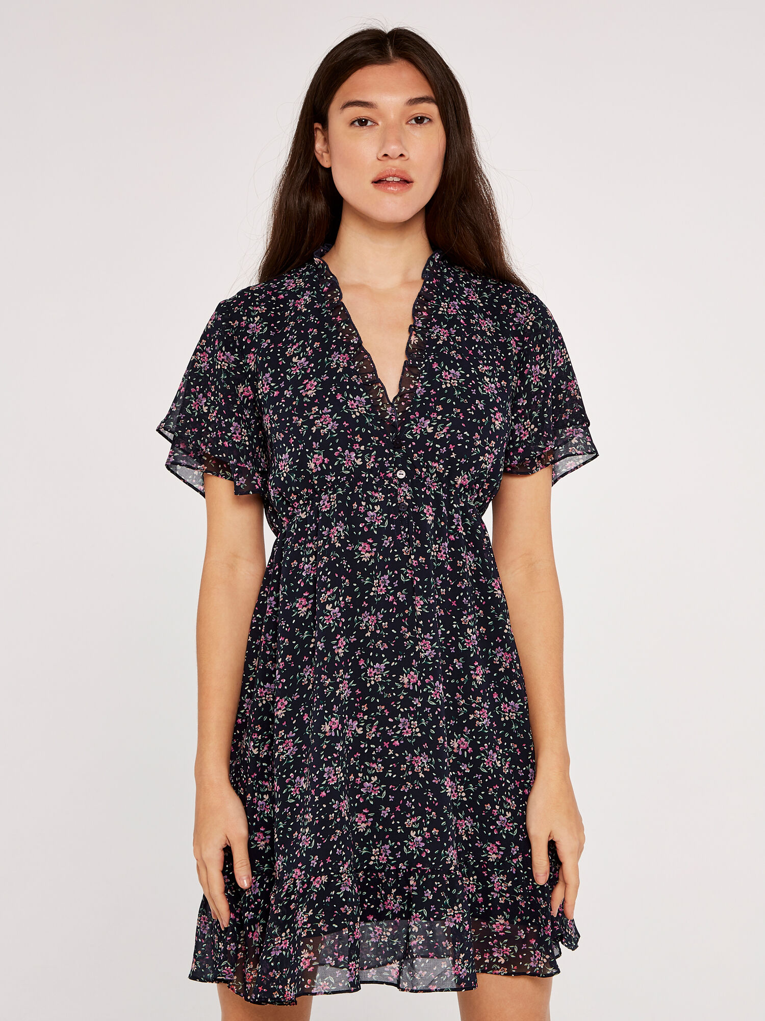 Ditsy Angel Sleeve Dress | Apricot UK