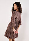 Paisley Ruffle Soft Mini Dress, Burgundy, large