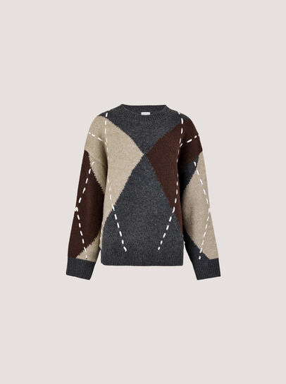 Argyle Diamond Colour Block Jumper