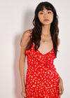Leopard Print Ruffle Midi Dress, Red, large