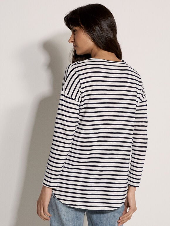 Soft Slub Jersey Stripe Top, White, large