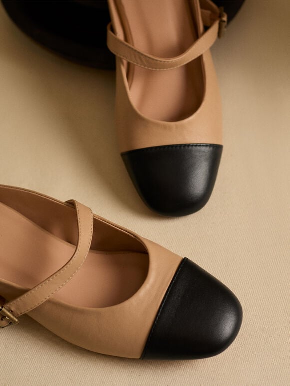 Leather Slip On Mary Jane Shoes, Assorted, large