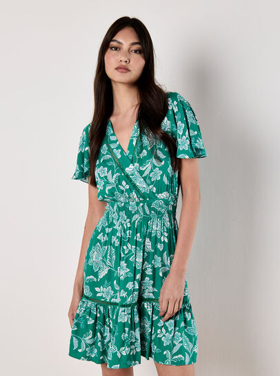 Sarasa Floral Wrap Mini Dress