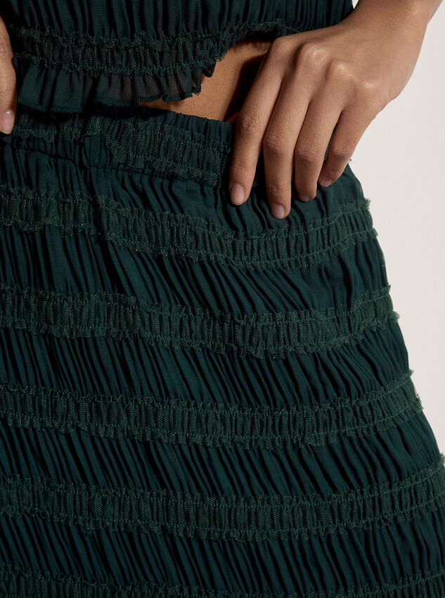 Ruched Chiffon Maxi Skirt, Green, large
