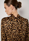 Leopard Print Satin Blouse, Brown, large
