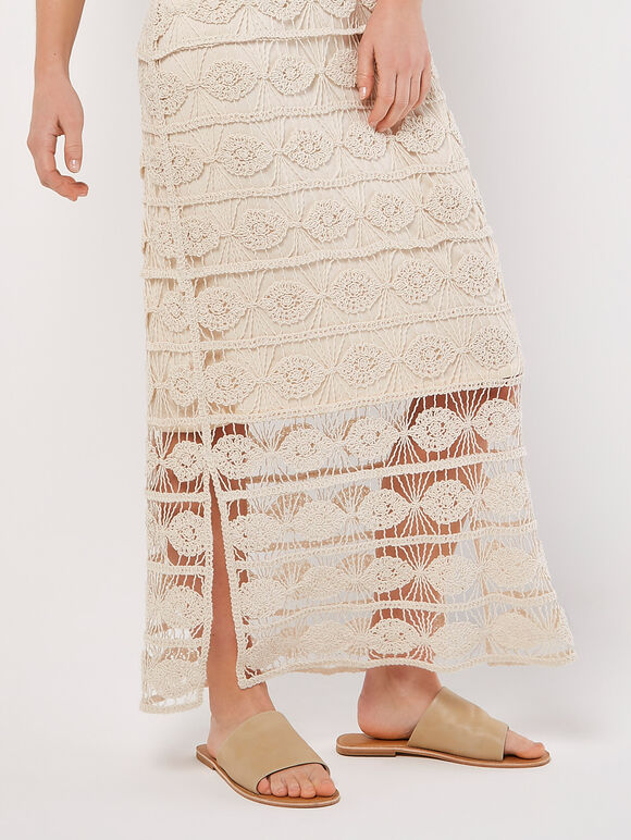 Crochet Camisole Maxi Dress, Stone, large
