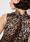 Textured Satin Leopard Print Top, Stone, large