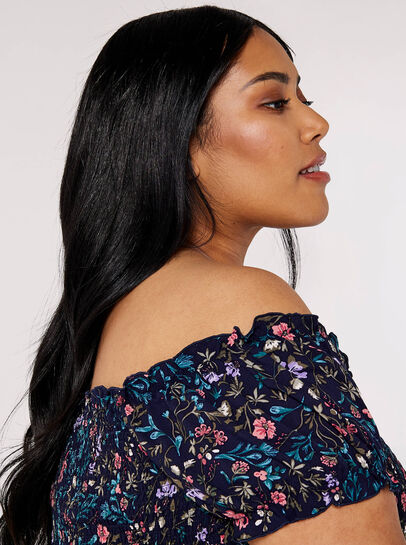 Curve Floral Bardot Midi Dress