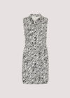 Zebra Sleeveless Shirt Dress, White, large