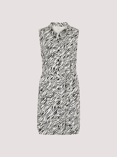 Zebra Sleeveless Shirt Dress