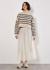 Stripe Crop Drop Shoulder Jumper, Stone, large