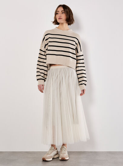 Stripe Crop Drop Shoulder Jumper