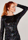 Sequin Bodycon Dress, Black, large