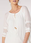 Crochet Detailled Slub Top, White, large