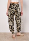 Tropical Leaf Print Tapered Joggers, Navy, large