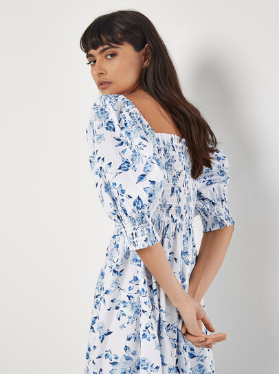 Rose Cotton Milkmaid Midaxi Dress